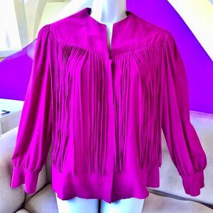 Vintage 80’s Anne Crimmins Umi Collections 100% Silk Blouse TASSELS Hong Kong 12
